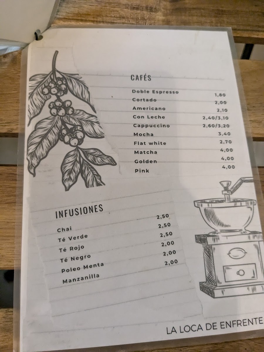 Menu Cafetería La Loca De Enfrente-10
