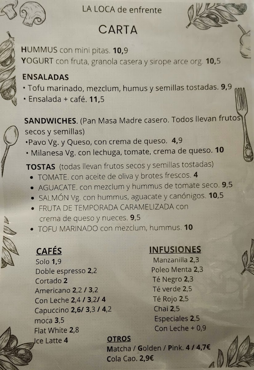 Menu Cafetería La Loca De Enfrente-2