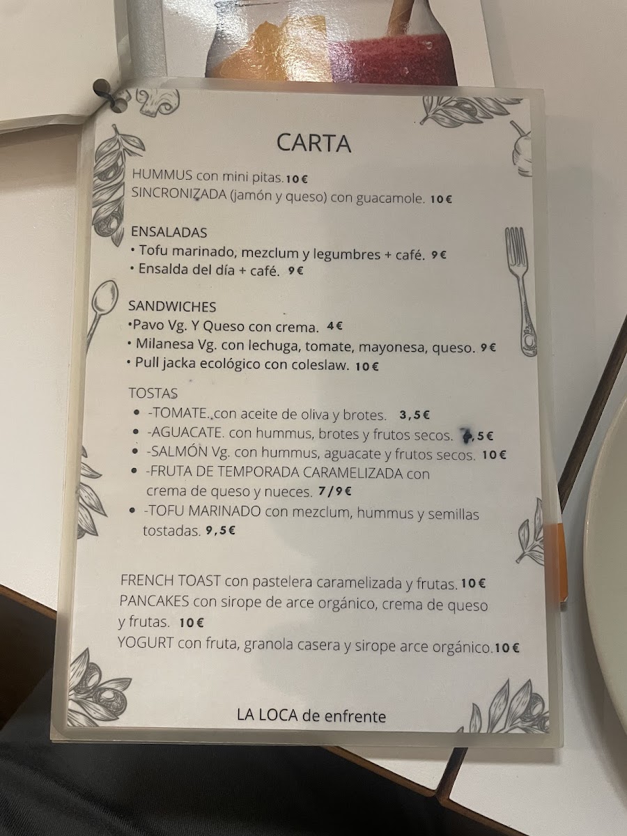 Menu Cafetería La Loca De Enfrente-5