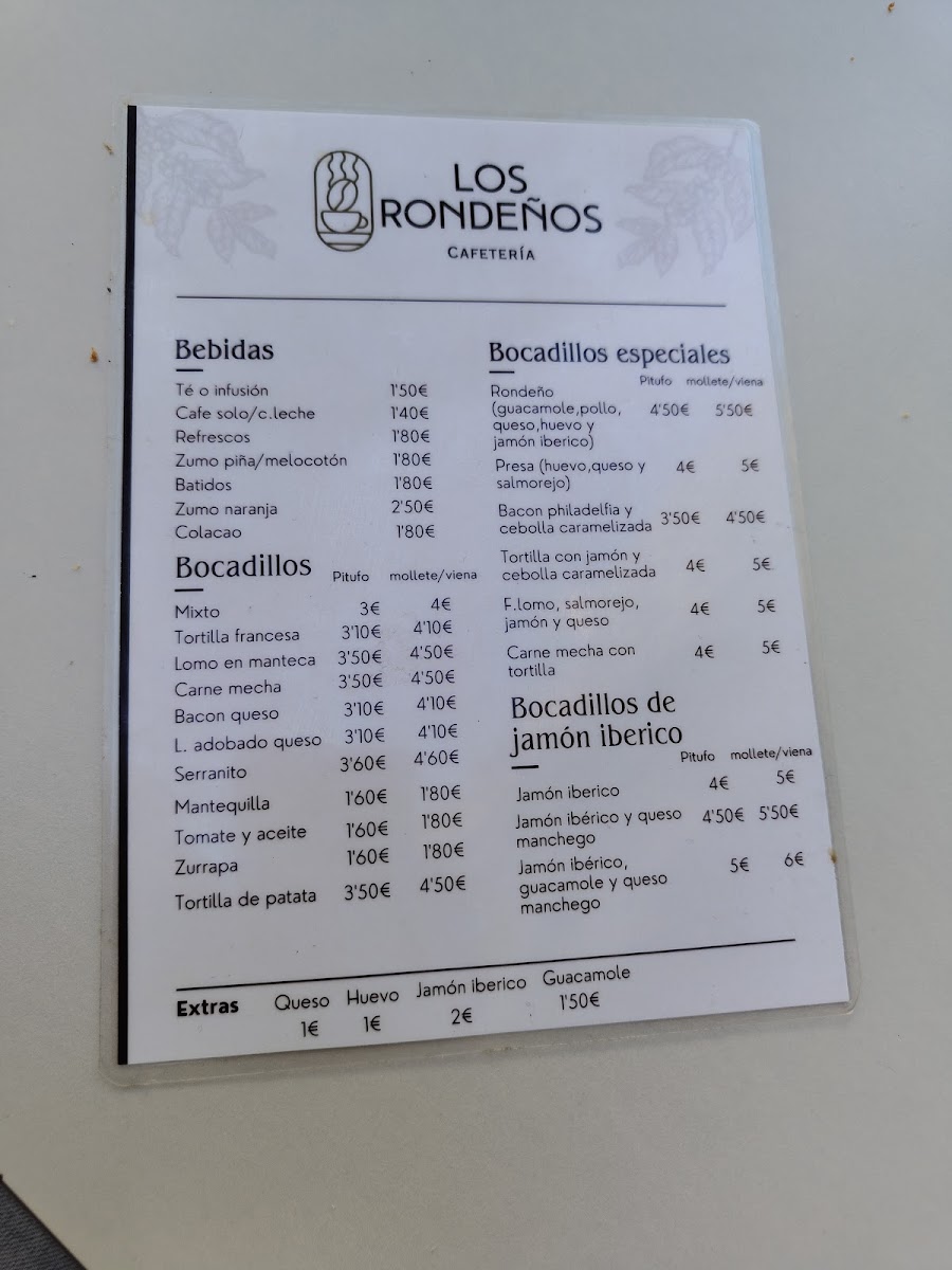 Menu Cafetería Los Rondeños-1