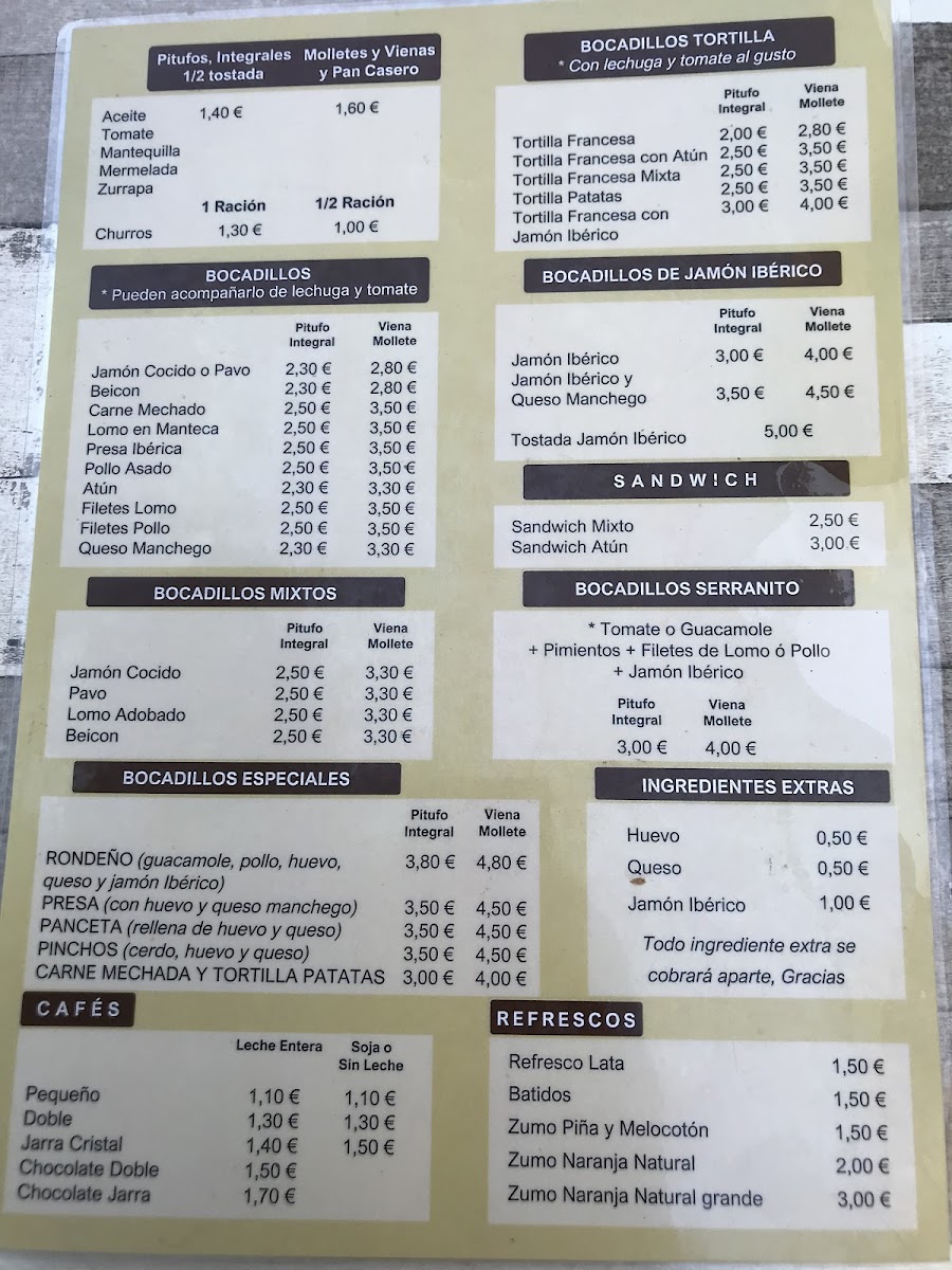 Menu Cafetería Los Rondeños-2