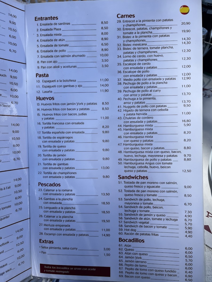Menu Cafetería Plaza, Cala D’Or-5