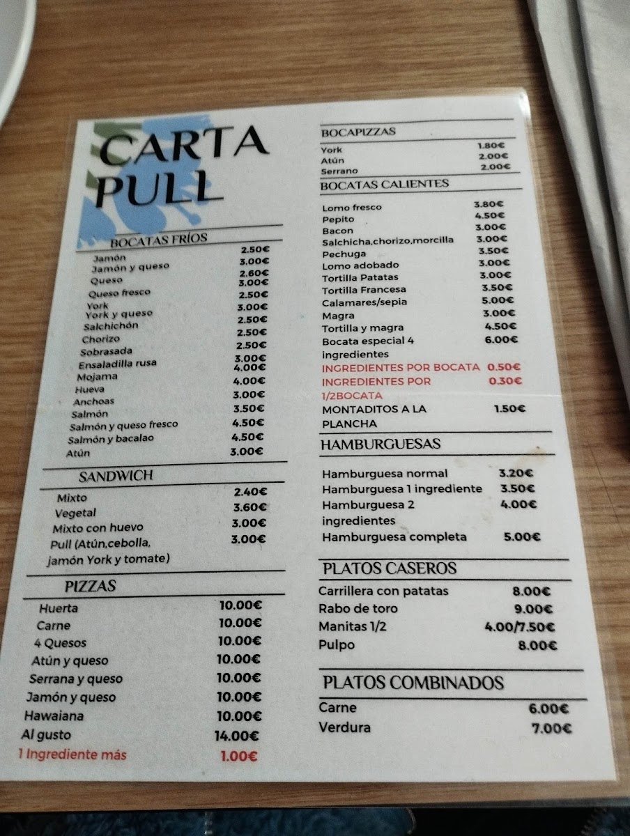 Menu Cafetería Pull-1