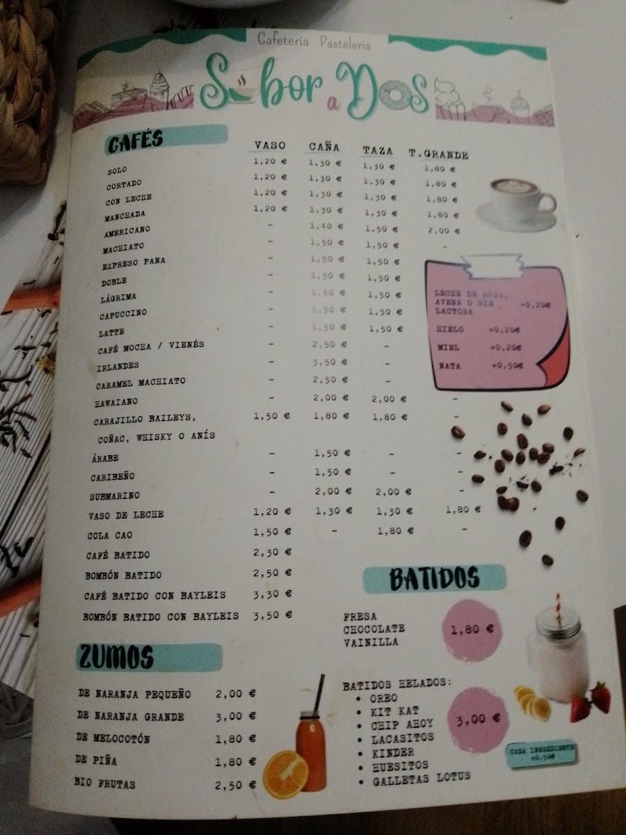 Menu Cafetería Sabor A 2-1