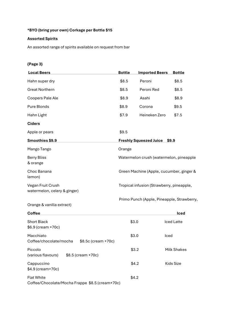 Menu Caffe Primo Best Italian Restaurant In Morphett Vale-2