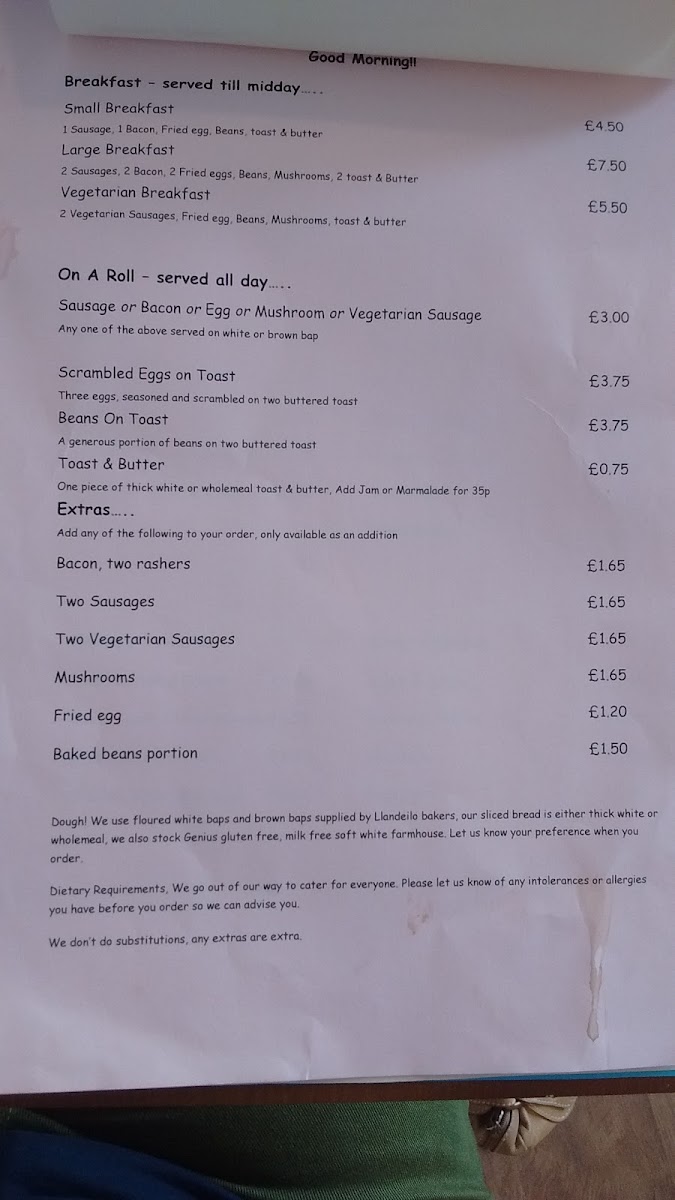 Menu Caffi Wylfa-9