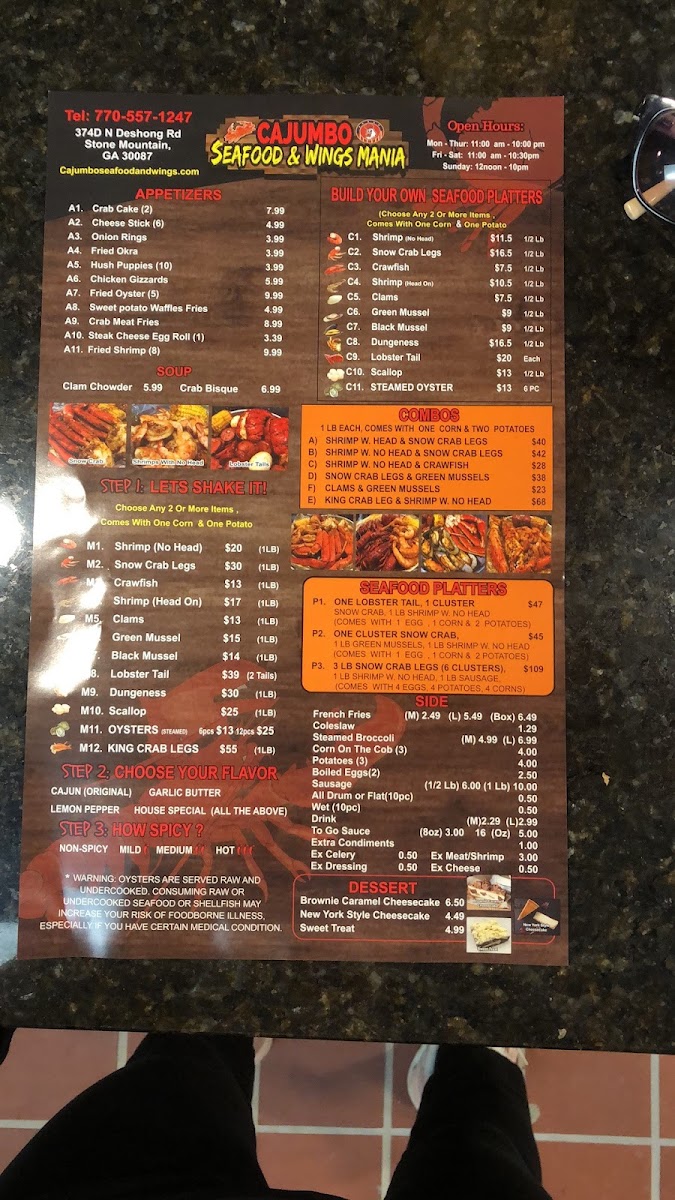 Menu Cajumbo Seafood & Wings Mania-1