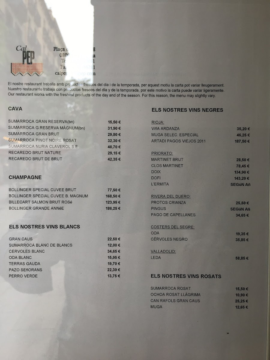 Menu Cal Pep-10