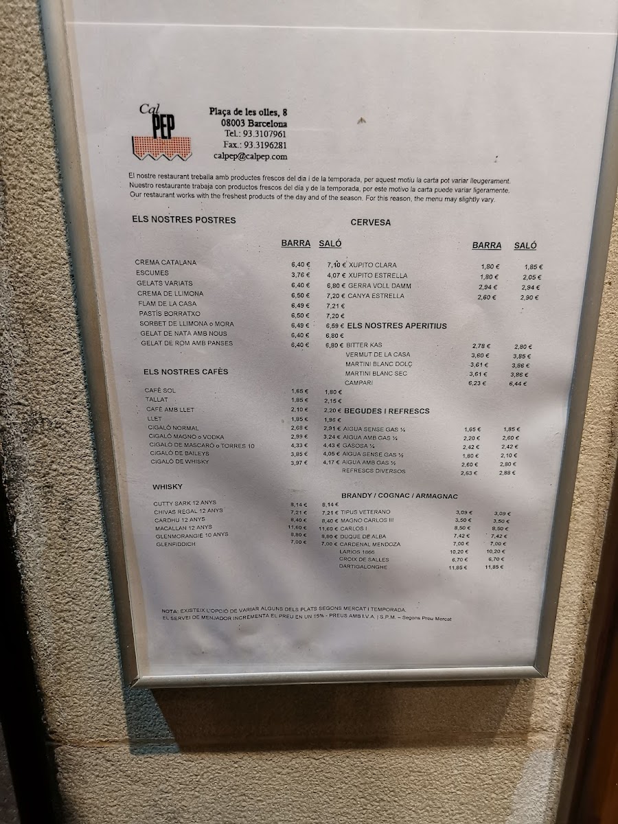 Menu Cal Pep-9