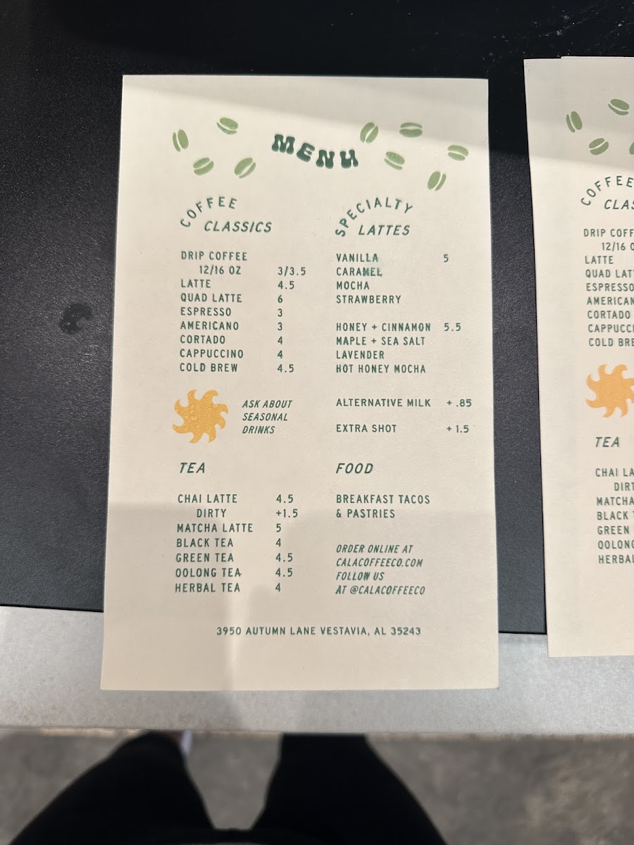Menu Cala Coffee Cahaba Heights-8