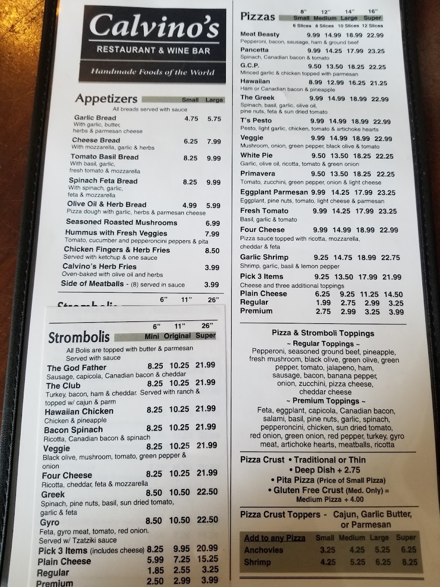 Menu Calvino's Restaurant And Wine Bar-10