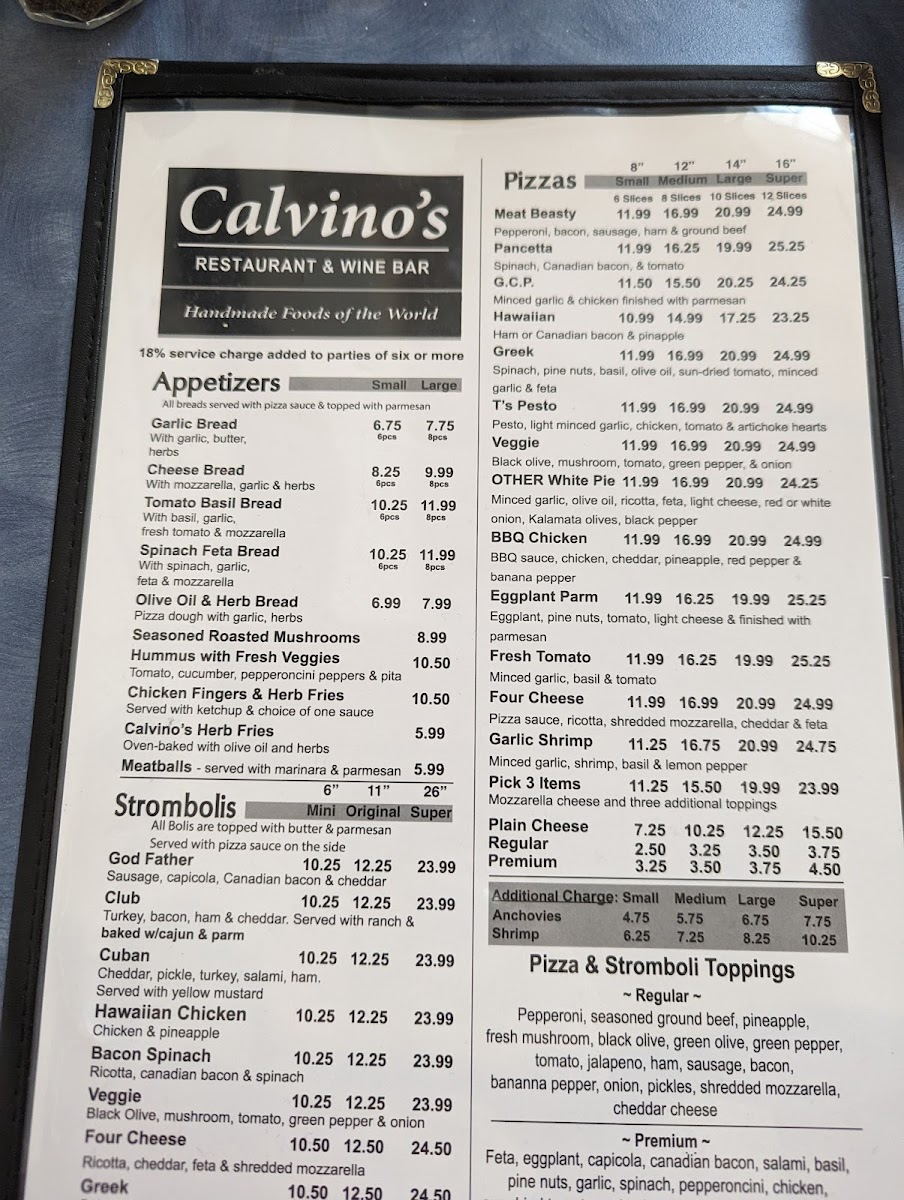 Menu Calvino's Restaurant And Wine Bar-5