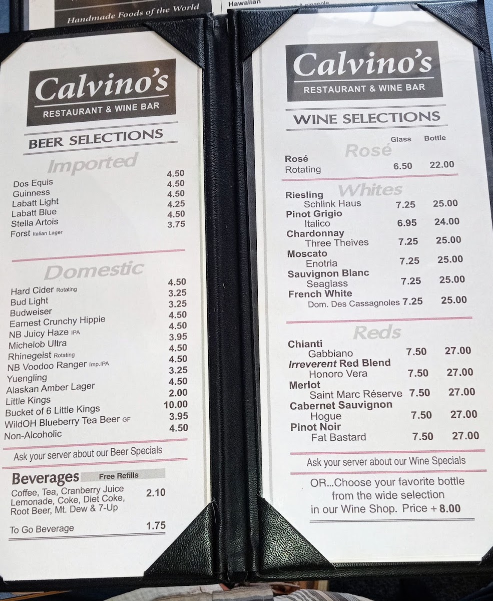 Menu Calvino's Restaurant And Wine Bar-6