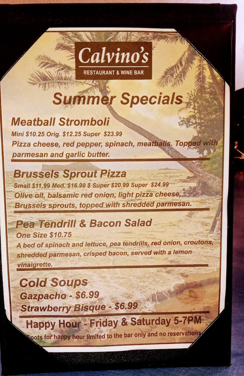 Menu Calvino's Restaurant And Wine Bar-7