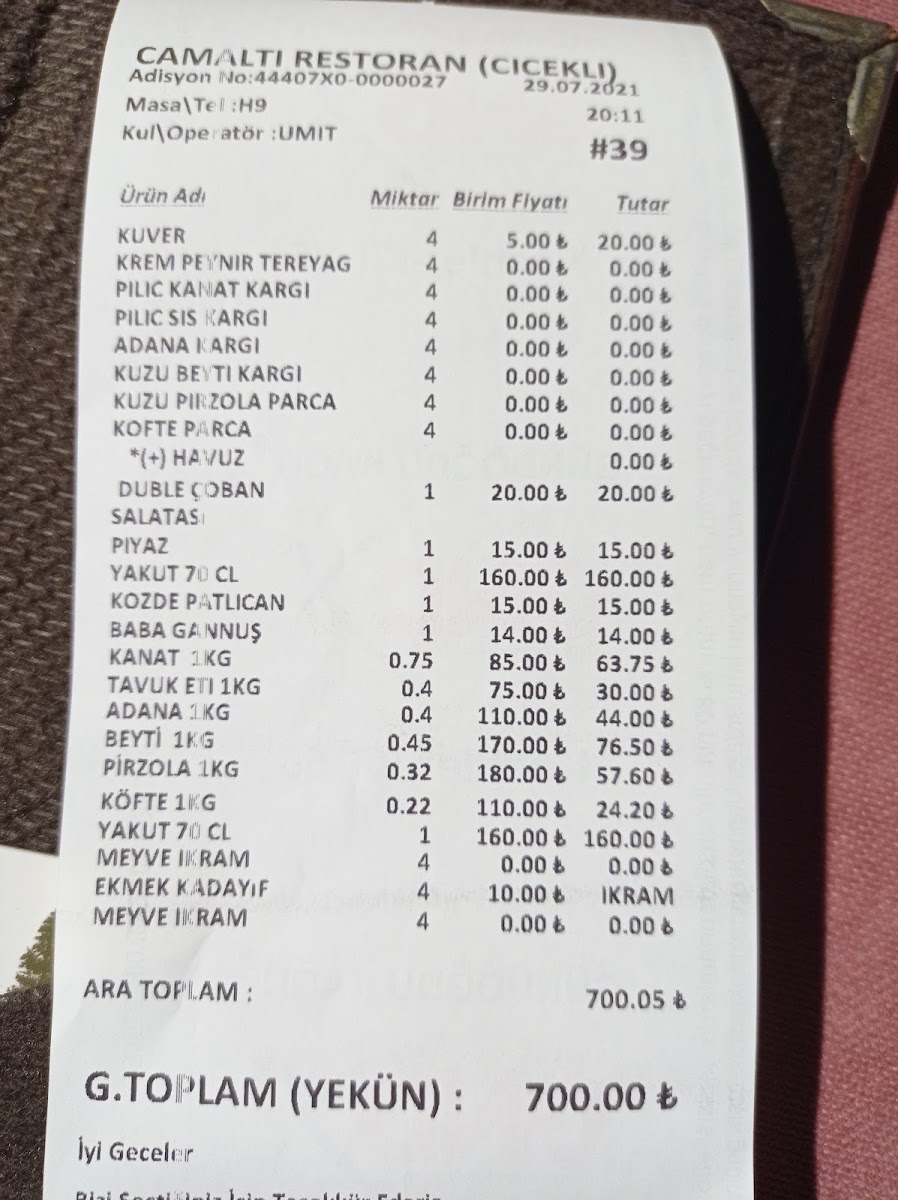 Menu Camaltı Restoran Ciceklikoy-1