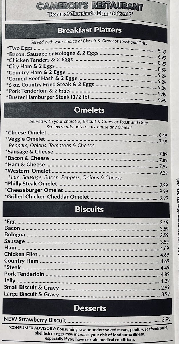 Menu Cameron's-1