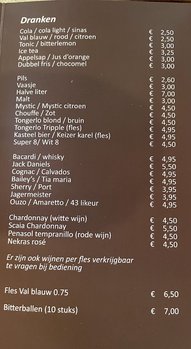 Menu Camperplaats/camping De Boskant/ Restaurant-1