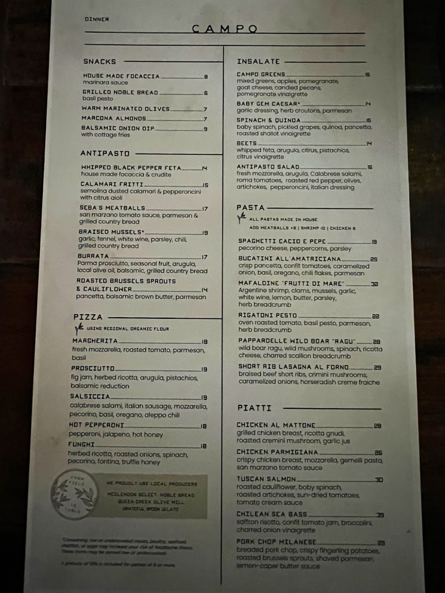 Menu Campo Italian Bistro & Bar-3