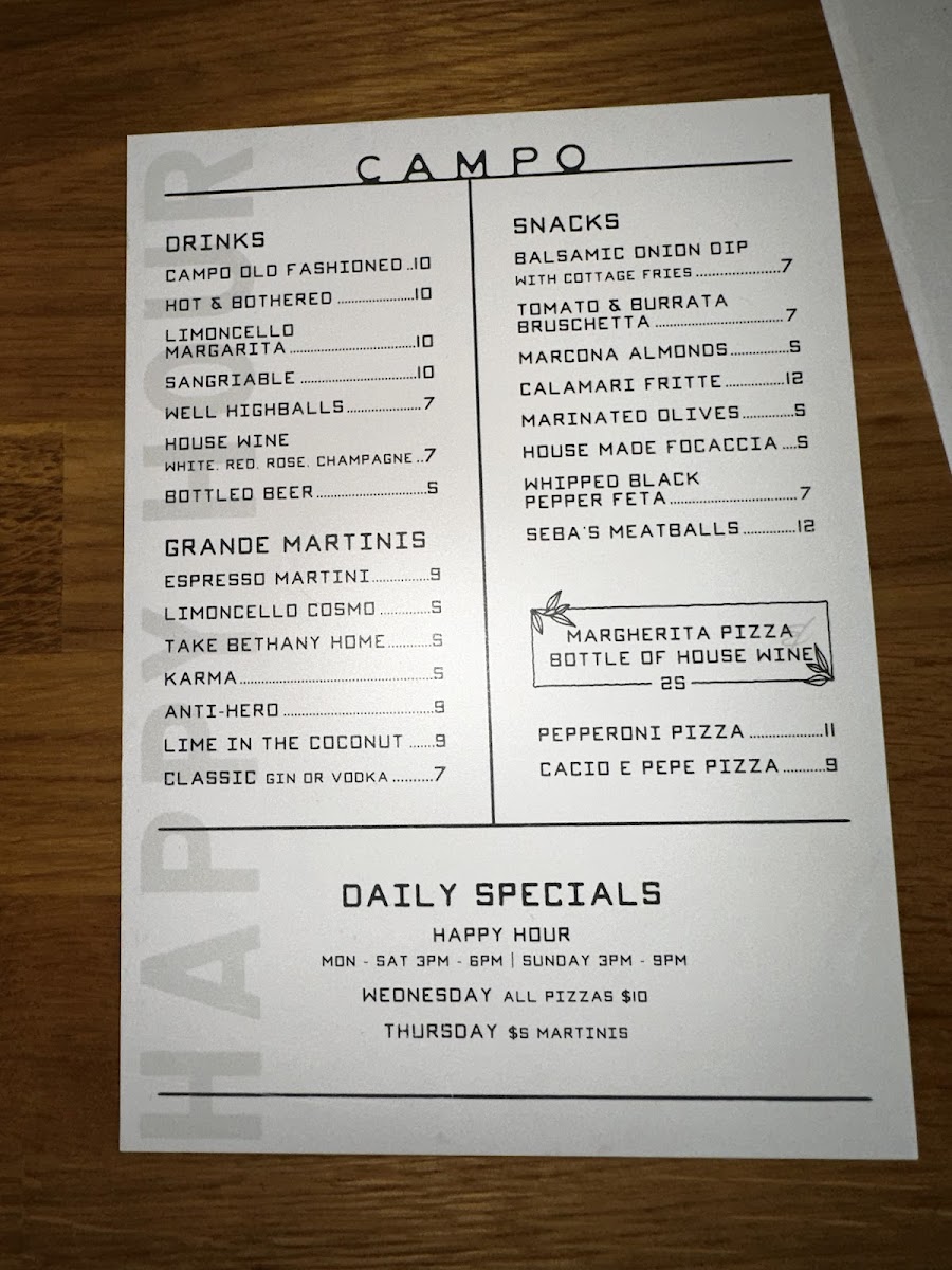 Menu Campo Italian Bistro & Bar-4