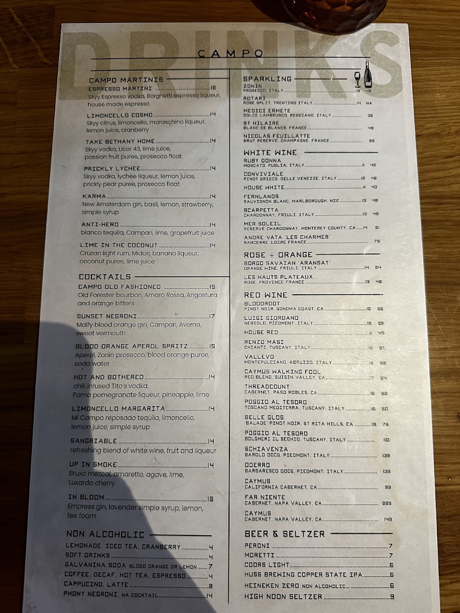 Menu Campo Italian Bistro & Bar-5