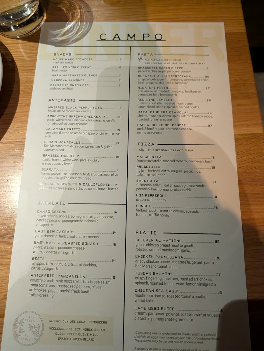 Menu Campo Italian Bistro & Bar-6