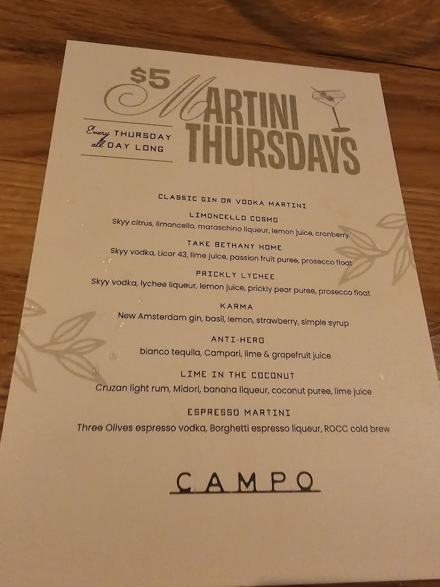 Menu Campo Italian Bistro & Bar-7