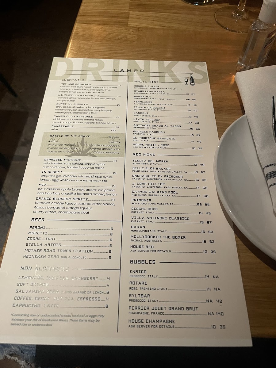 Menu Campo Italian Bistro & Bar-9
