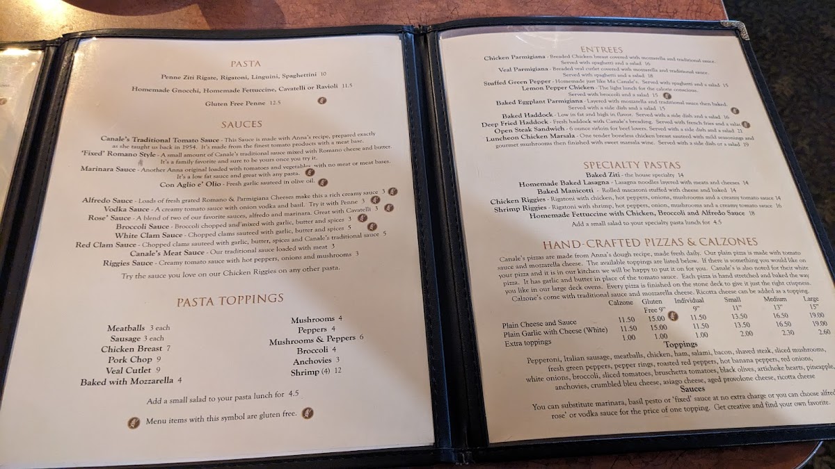 Menu Canale's Restaurant-2