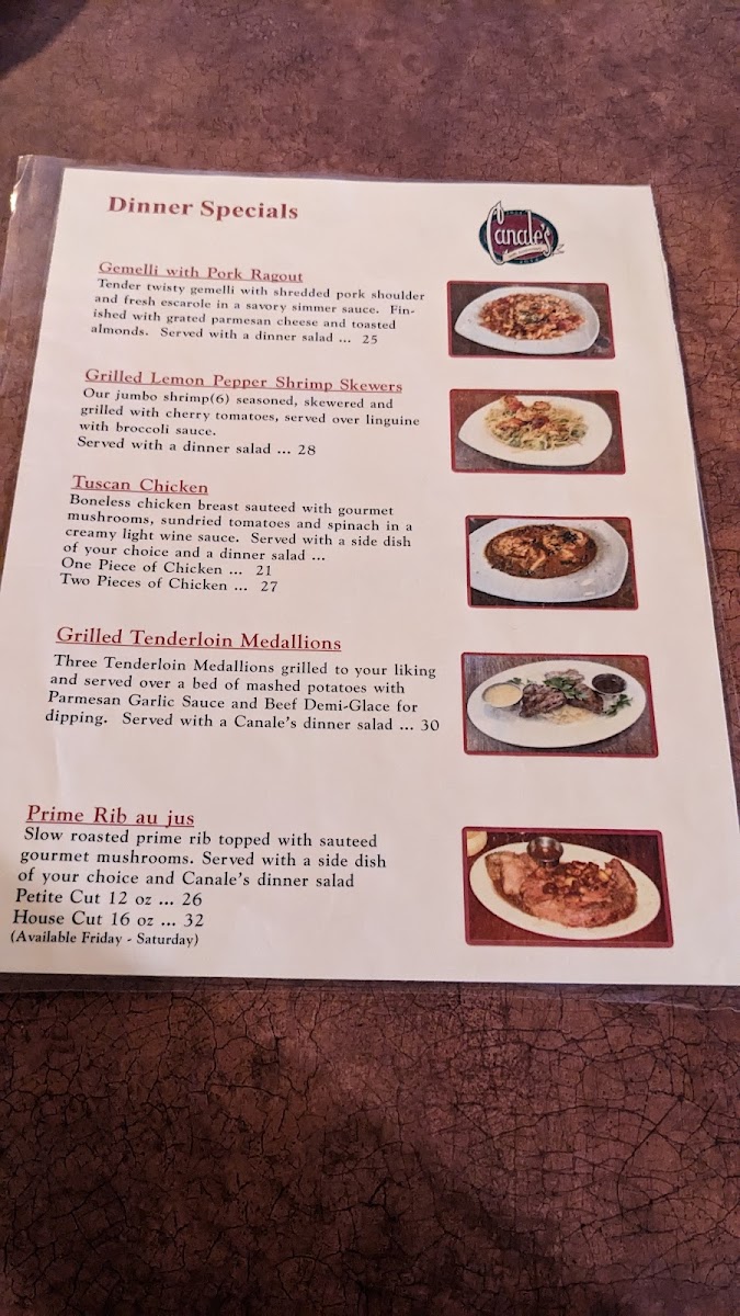 Menu Canale's Restaurant-6