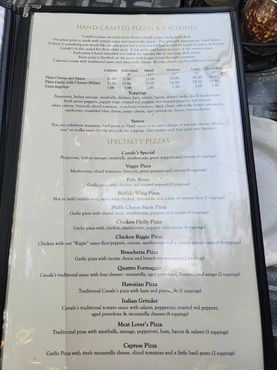 Menu Canale's Restaurant-9