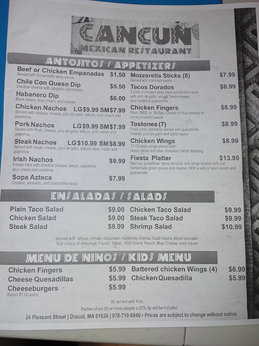 Menu Cancun Mexican Restaurant-1