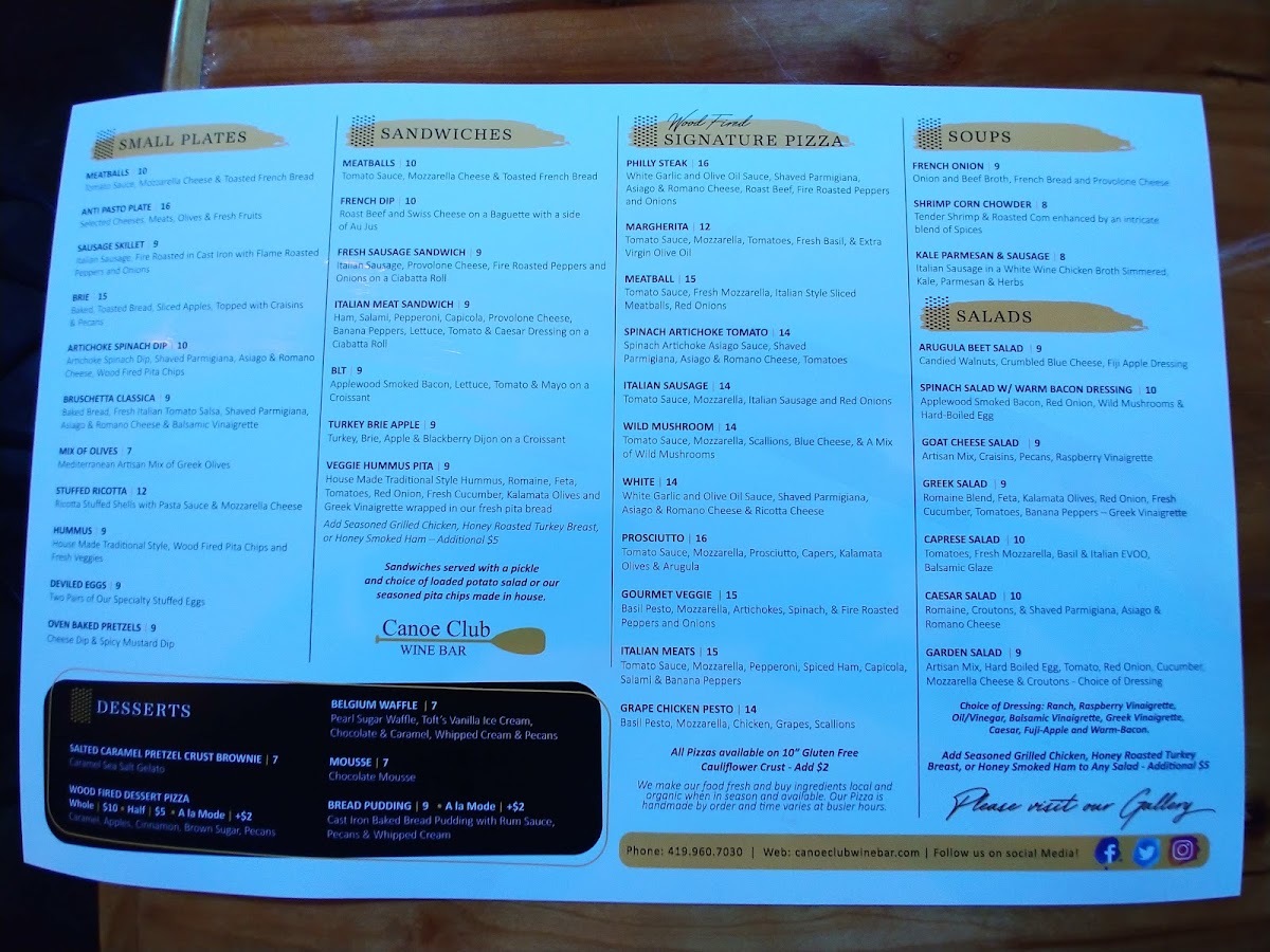 Menu Canoe Club Wine Bar-7