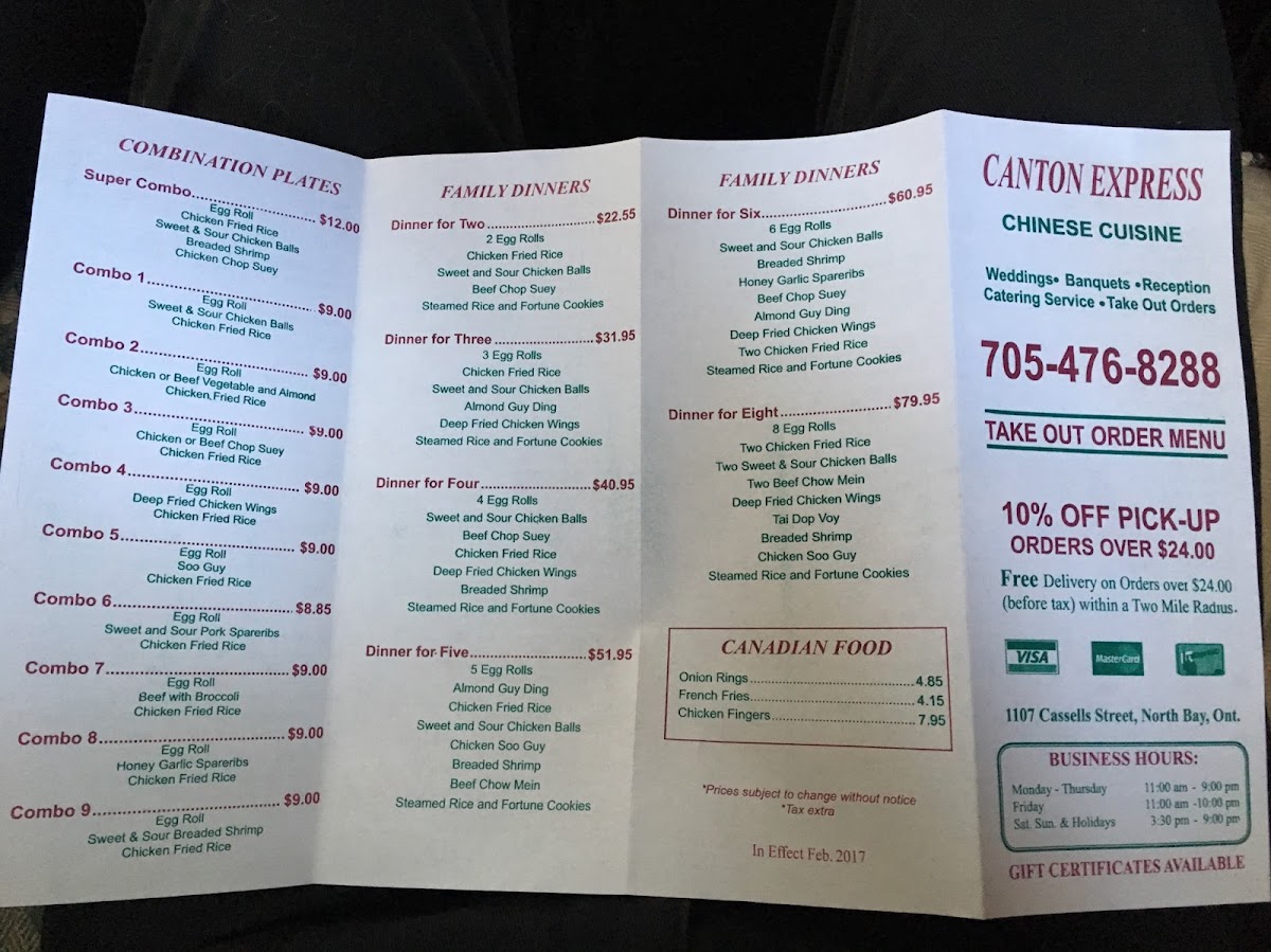 Menu Canton Express-5