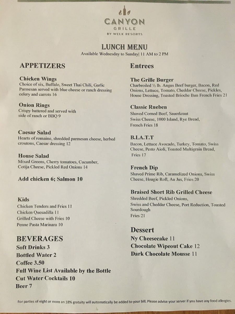 Menu Canyon Grille-10