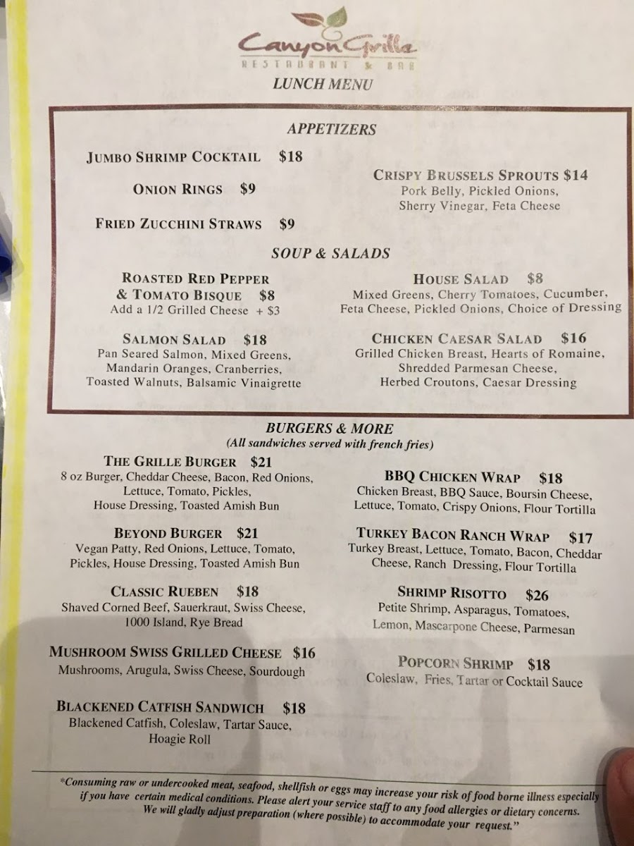 Menu Canyon Grille-9