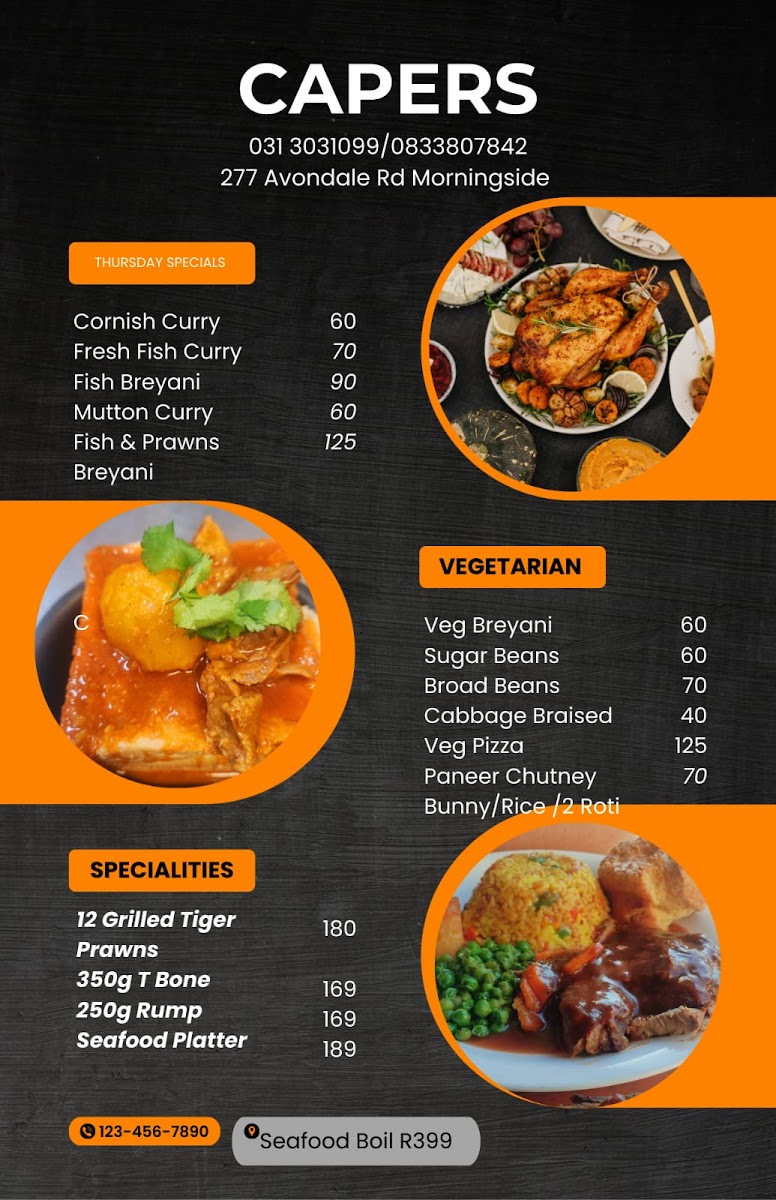Menu Capers Restaurant And Sports Bar-1