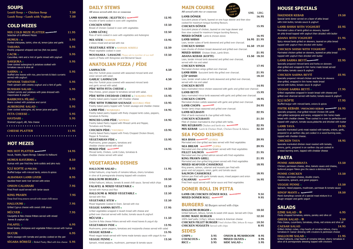 Menu Capital Restaurant Wood Green-1