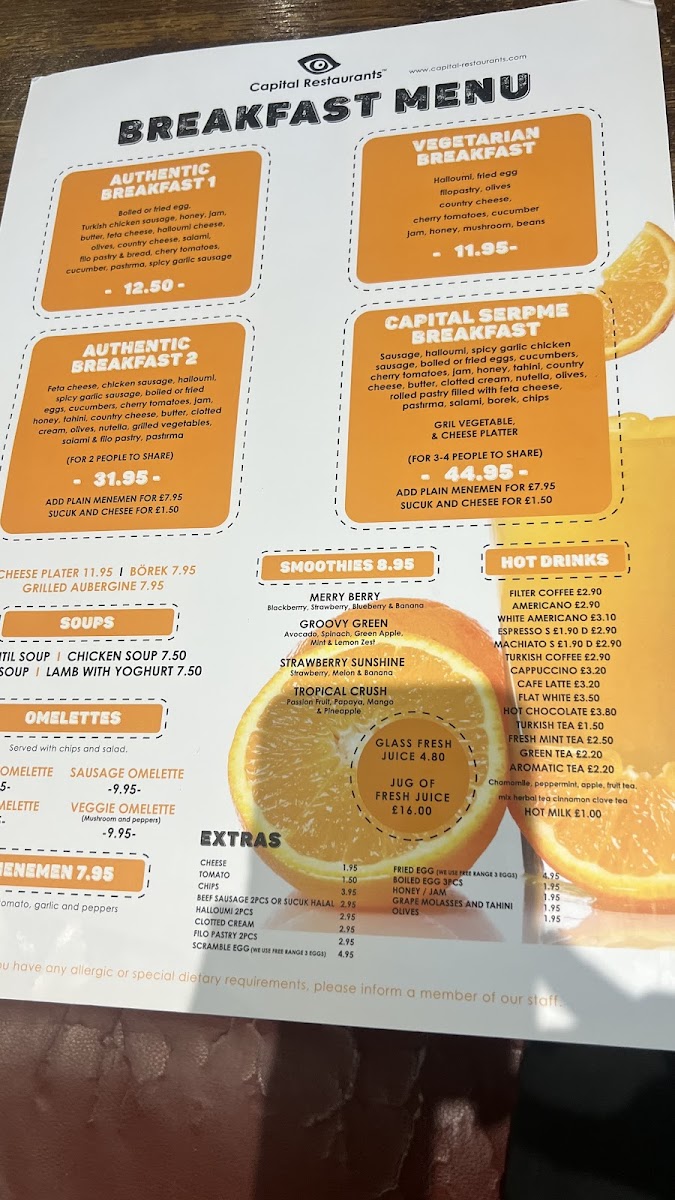 Menu Capital Restaurant Wood Green-10