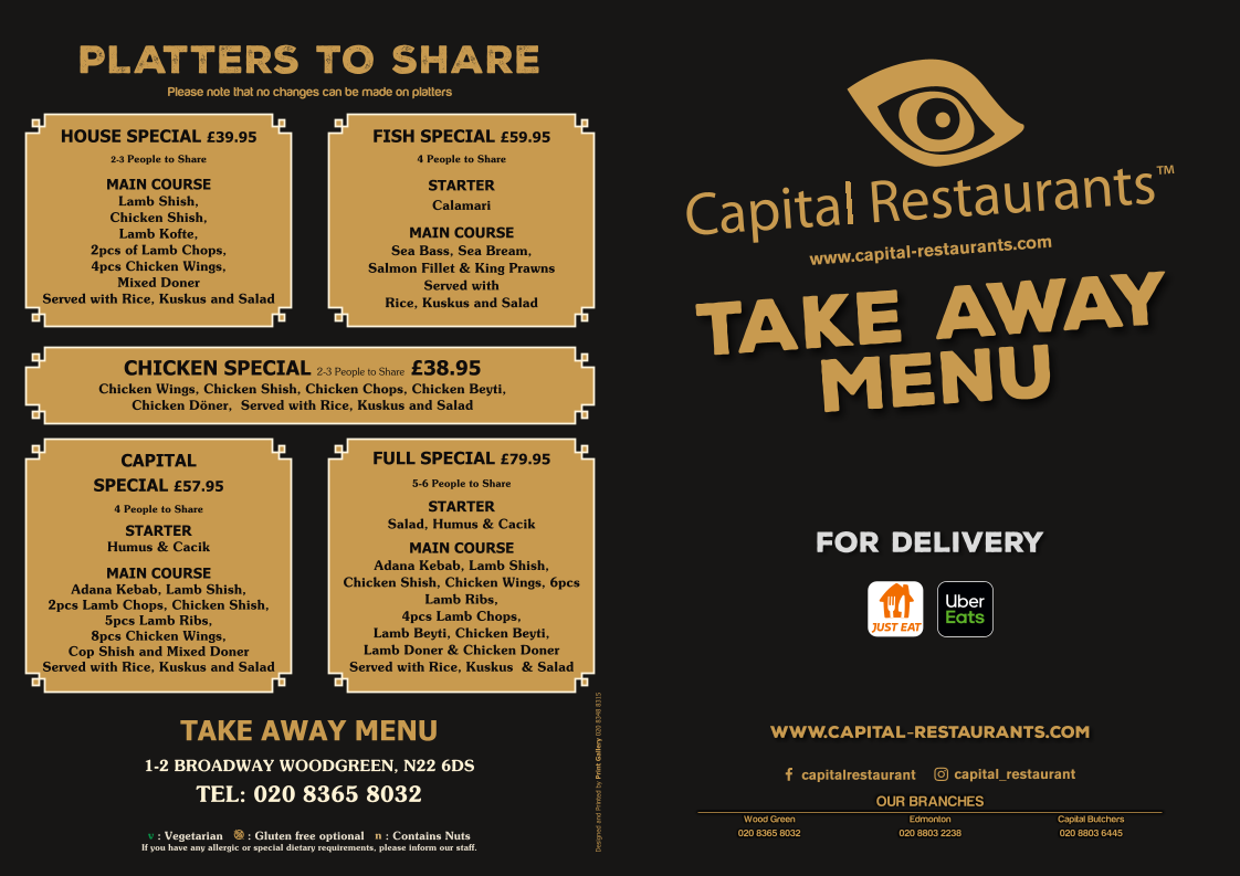 Menu Capital Restaurant Wood Green-2