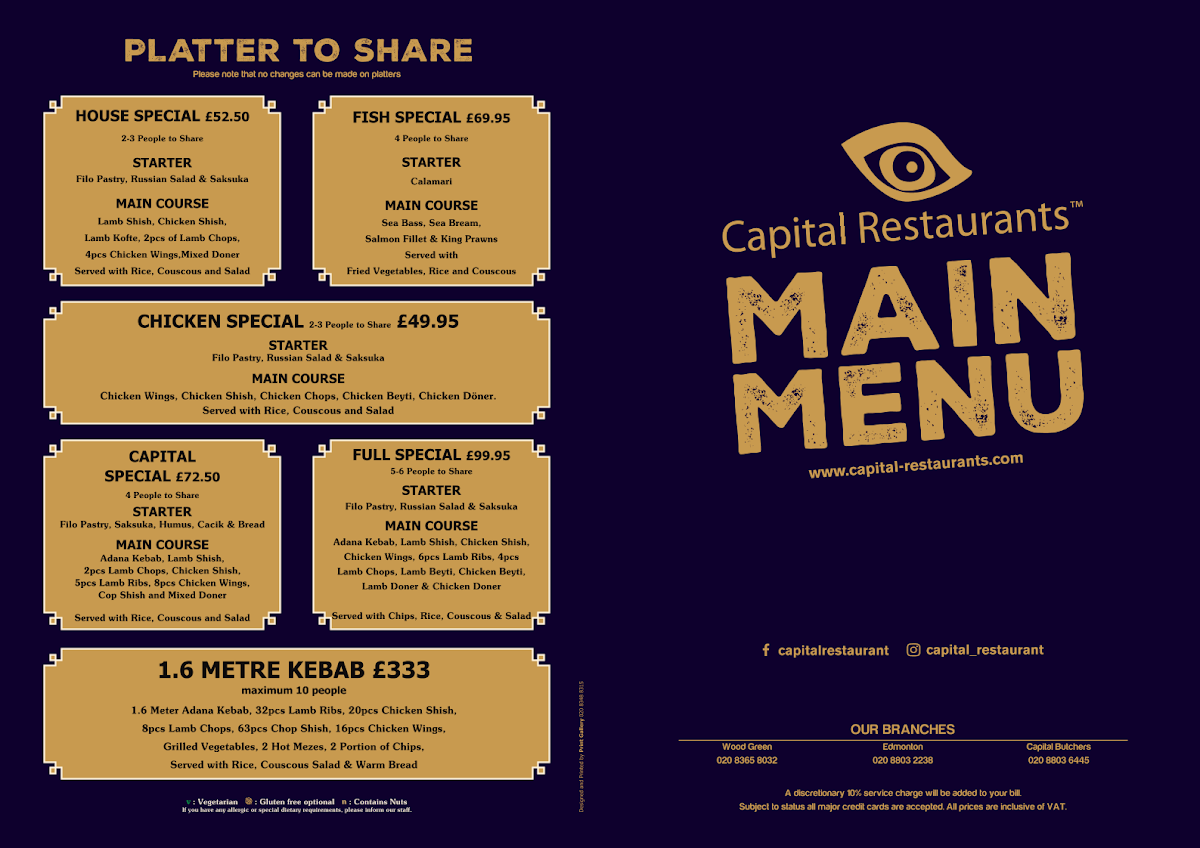 Menu Capital Restaurant Wood Green-4