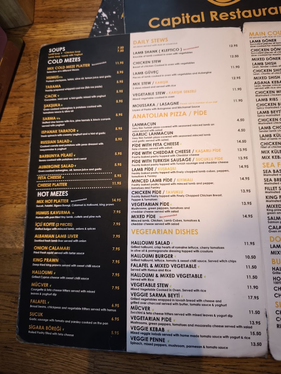 Menu Capital Restaurant Wood Green-9