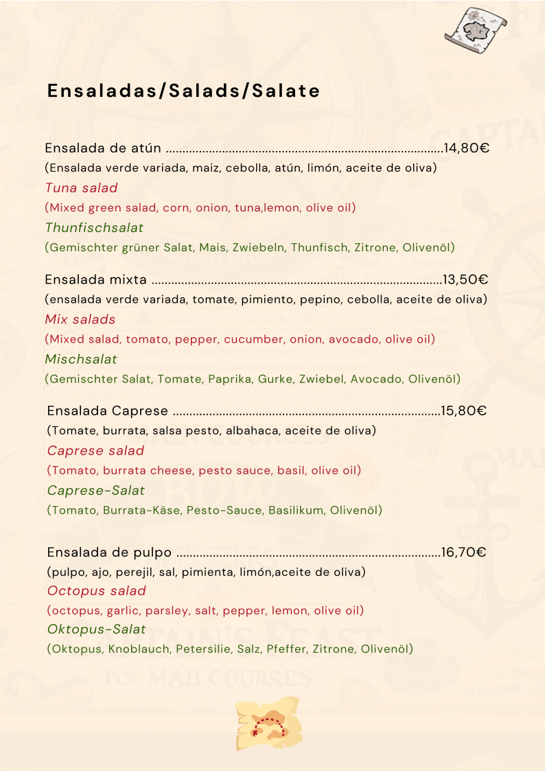 Menu Capitan Hook ( Captain Hook ) Puerto De Mogan - Gran Canaria-4