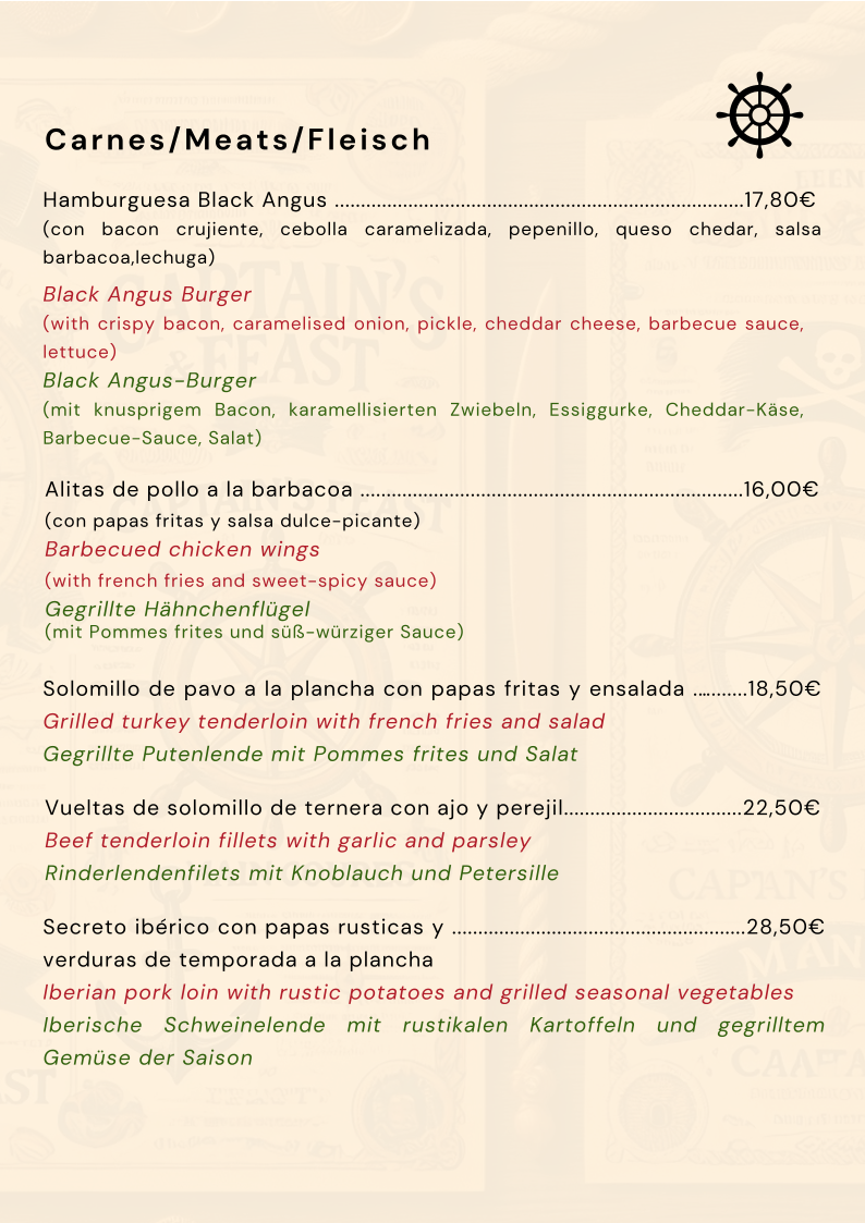 Menu Capitan Hook ( Captain Hook ) Puerto De Mogan - Gran Canaria-6
