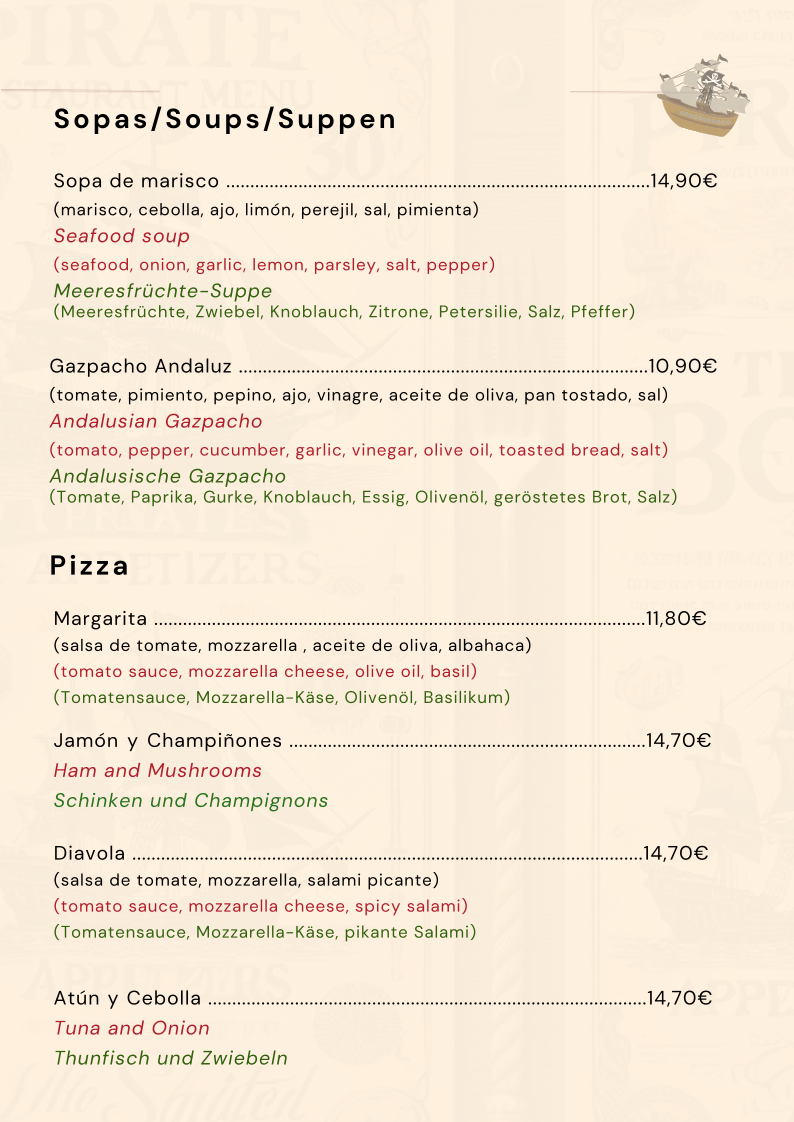 Menu Capitan Hook ( Captain Hook ) Puerto De Mogan - Gran Canaria-7
