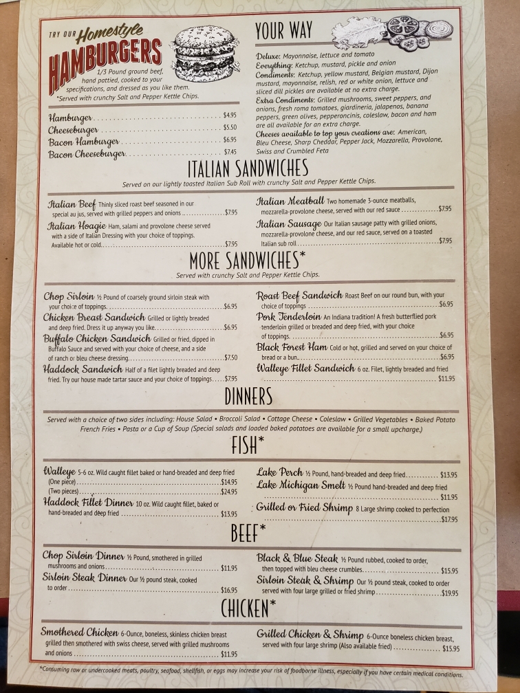 Menu Cappy's Northside Bar And Grill-1