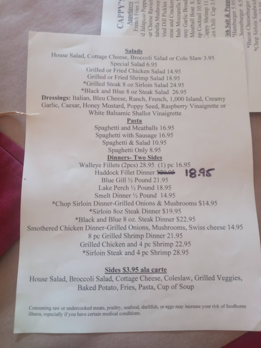 Menu Cappy's Northside Bar And Grill-10