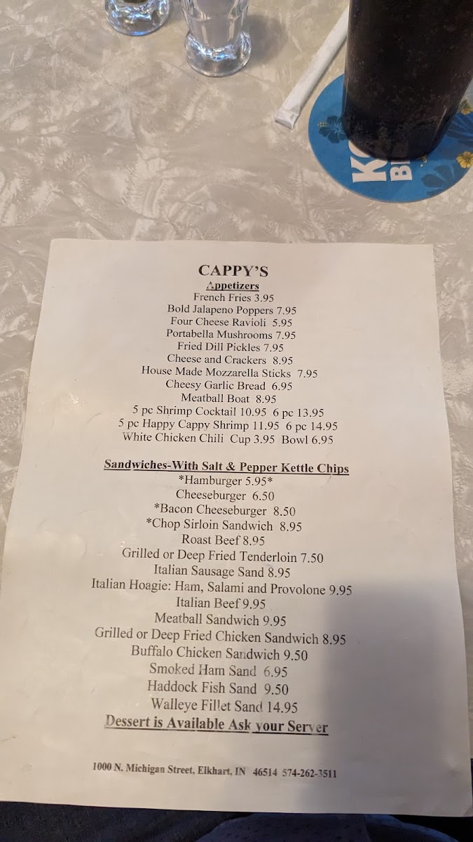 Menu Cappy's Northside Bar And Grill-2