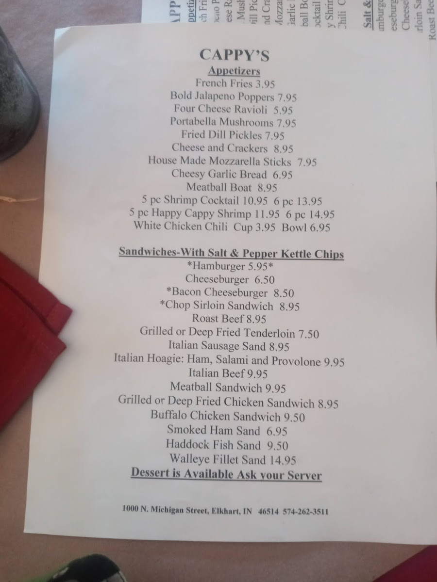 Menu Cappy's Northside Bar And Grill-7