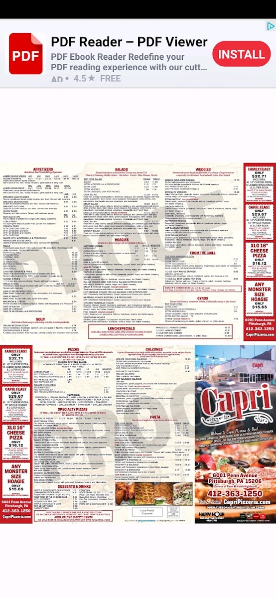 Menu Capri Pizzeria And Bar-1