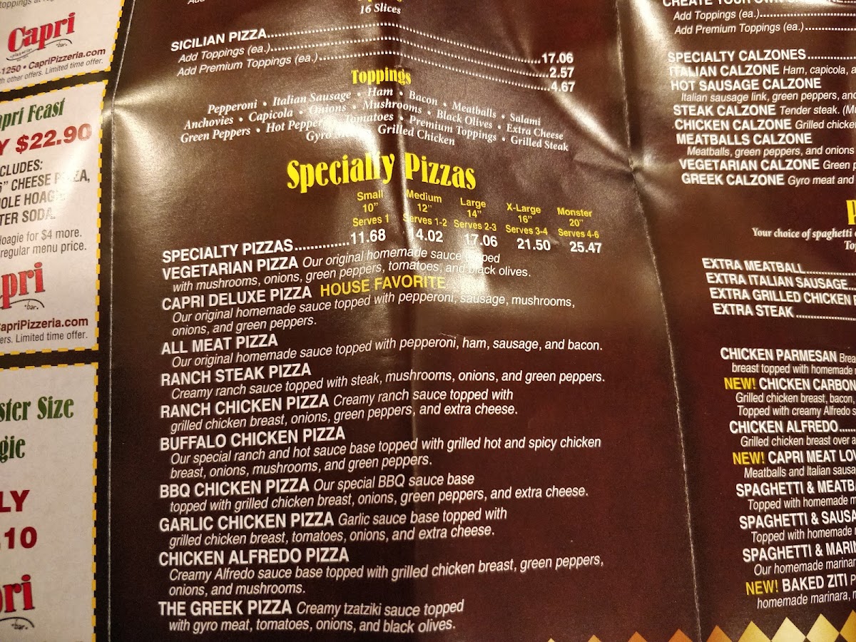 Menu Capri Pizzeria And Bar-9